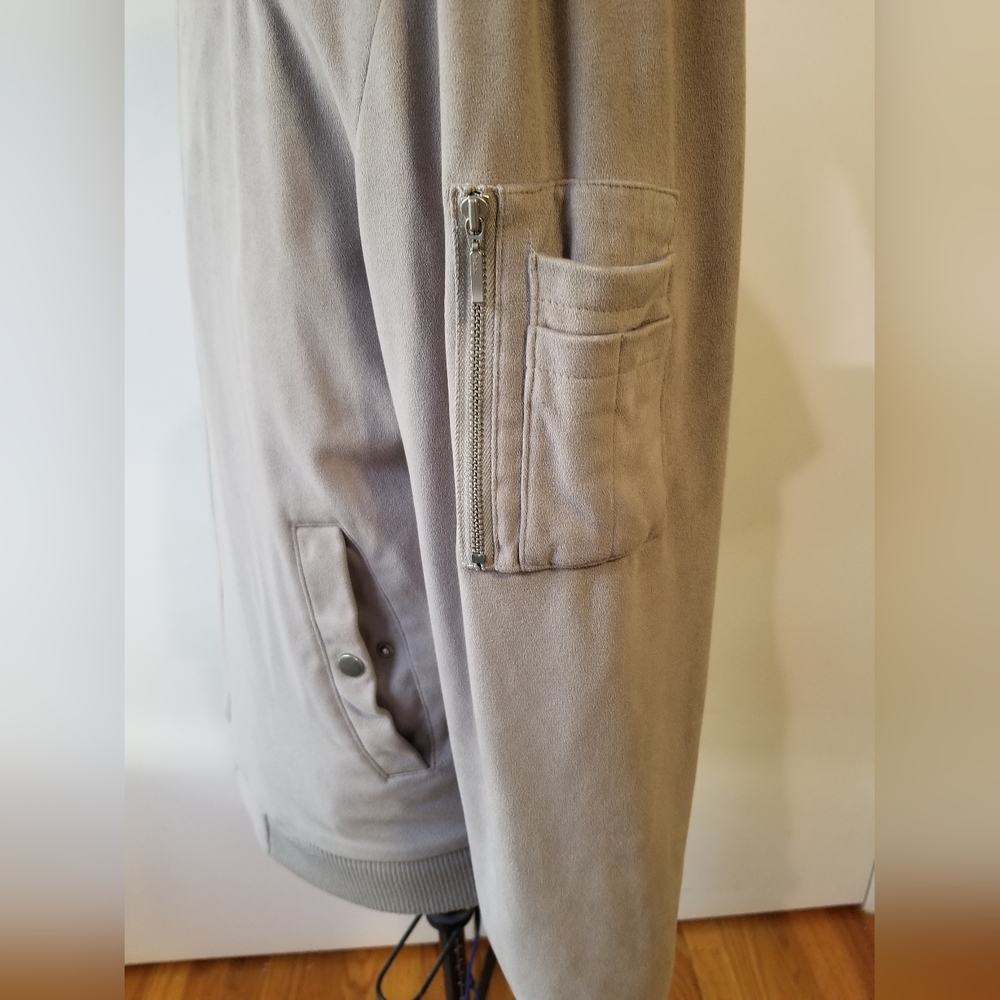 TopMan Mens Dull/Muted Pink faux Suede Bomber  Jacket - Picture 3 of 11